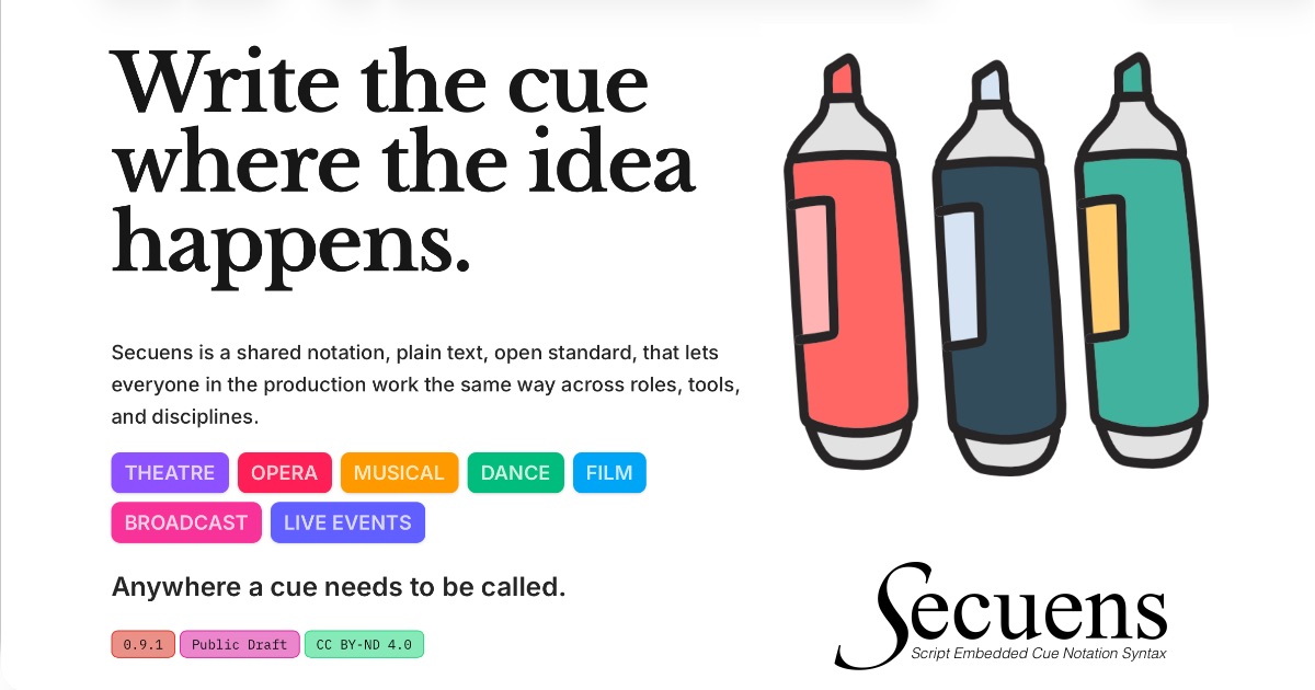 Secuens — Plain-Text Technical Cue Notation for Scripts